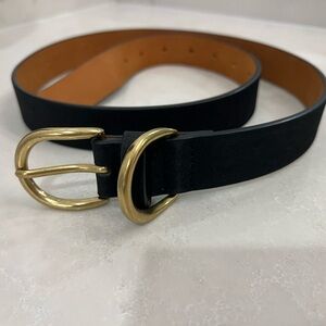 Black Double-Ring Belt w/ Gold Buckle